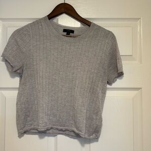 J.Crew Silk Cashmere Cropped Tee Shirt M gray